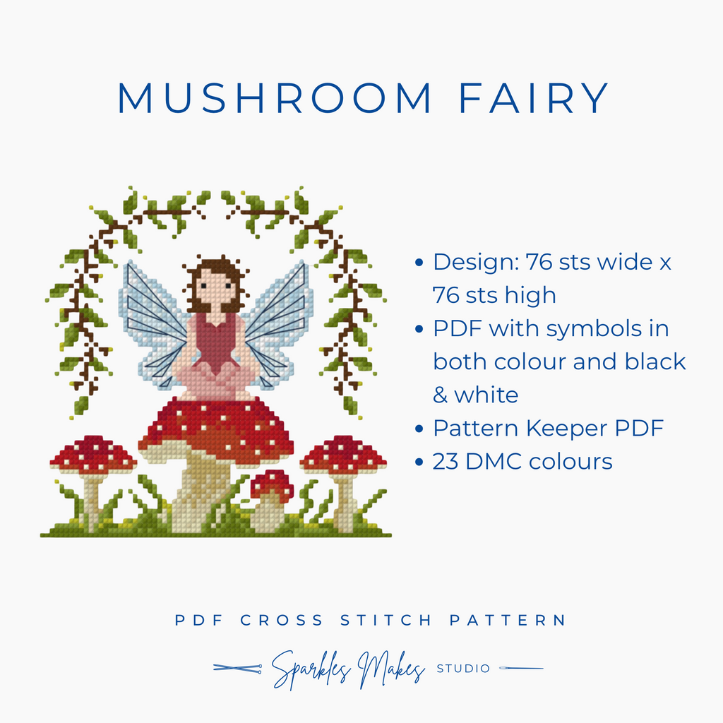 Mushroom Fairy Fantasy Cross Stitch Pattern PDF Download