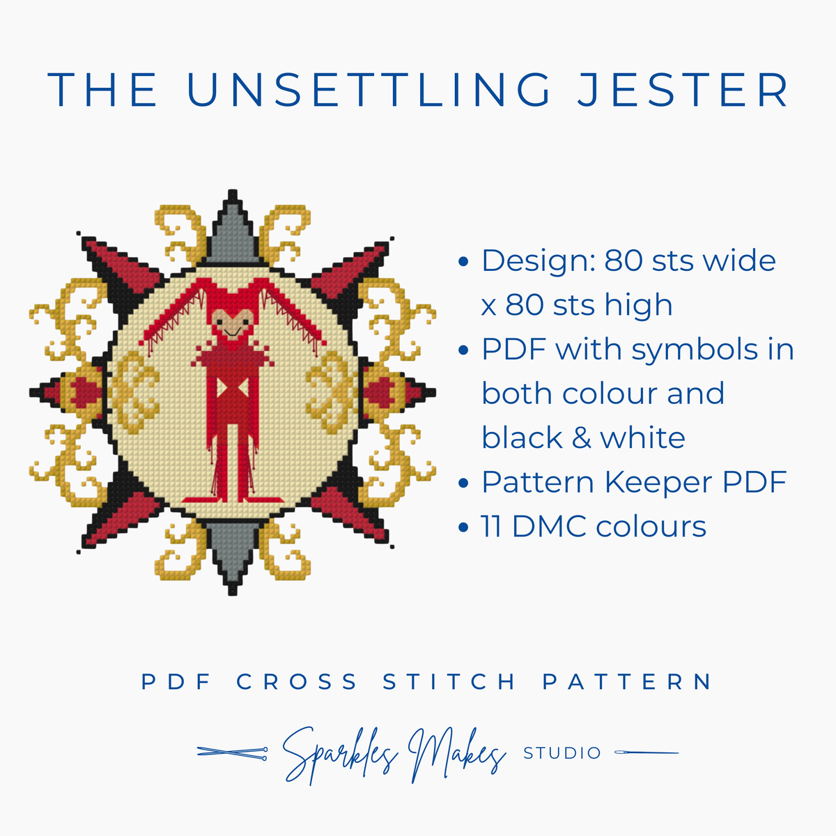 The Unsettling Jester Ash Bentley Inspired Cross Stitch Pattern PDF Download