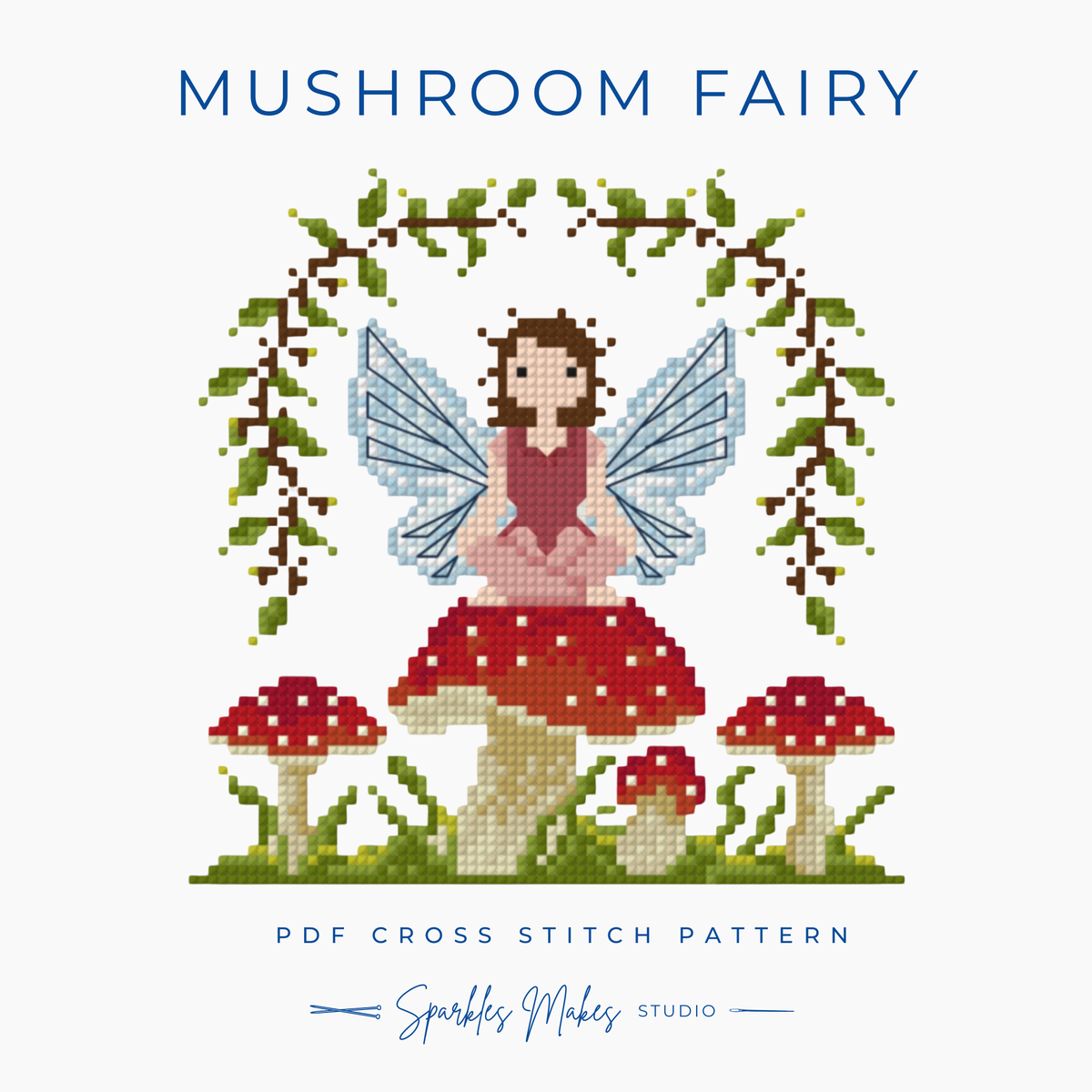 Mushroom Fairy Fantasy Cross Stitch Pattern PDF Download