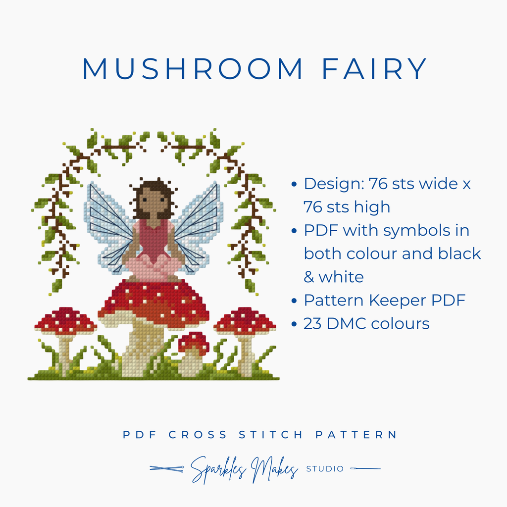 Mushroom Fairy Fantasy Cross Stitch Pattern PDF Download