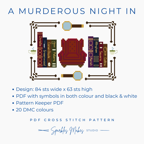 A Murderous Night In Murder Mystery Inspired Cross Stitch Pattern PDF Download