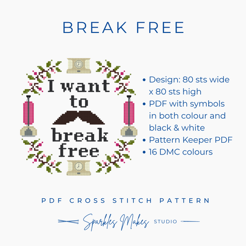 Break Free Freddie Mercury Queen Inspired Cross Stitch Pattern PDF Download