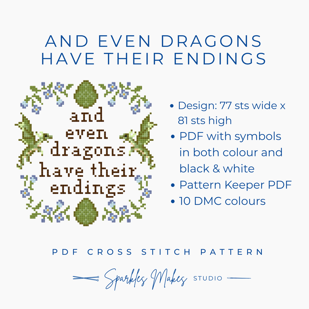 And Even Dragons Have Their Endings LOTR Inspired Quote Cross Stitch Pattern PDF