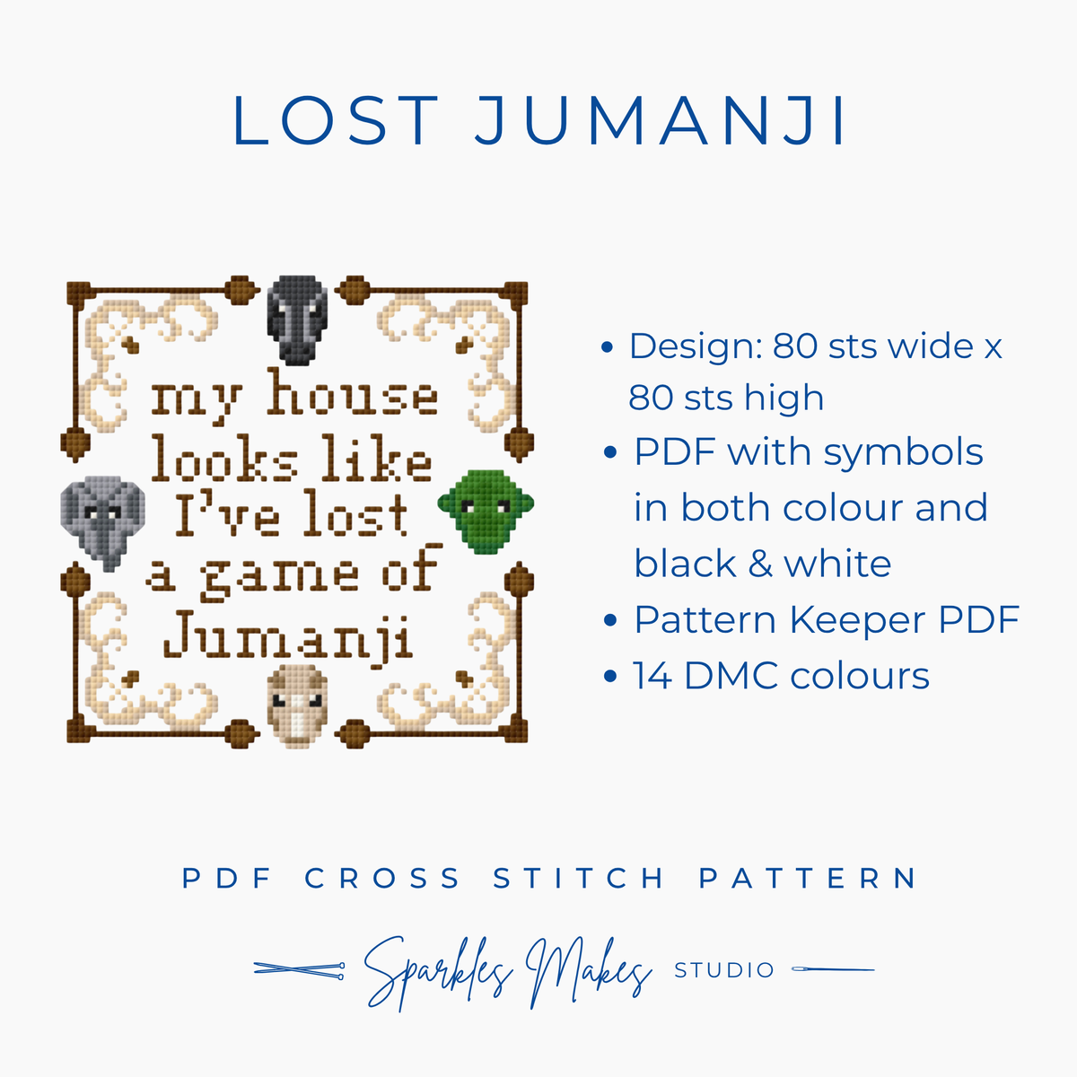I’ve Lost a Game of Jumanji Funny Quote Cross Stitch Pattern PDF Download