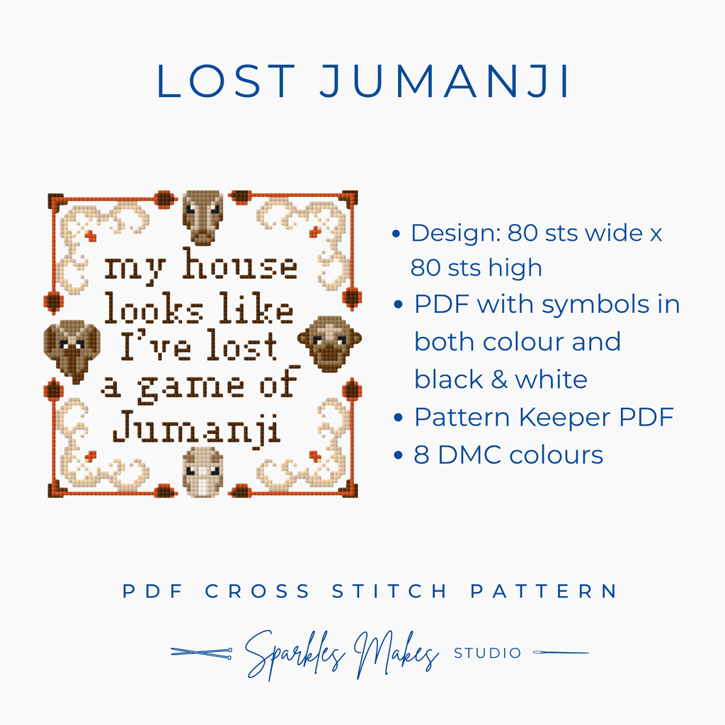 I’ve Lost a Game of Jumanji Funny Quote Cross Stitch Pattern PDF Download