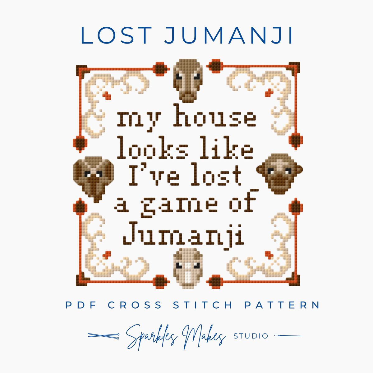 I’ve Lost a Game of Jumanji Funny Quote Cross Stitch Pattern PDF Download