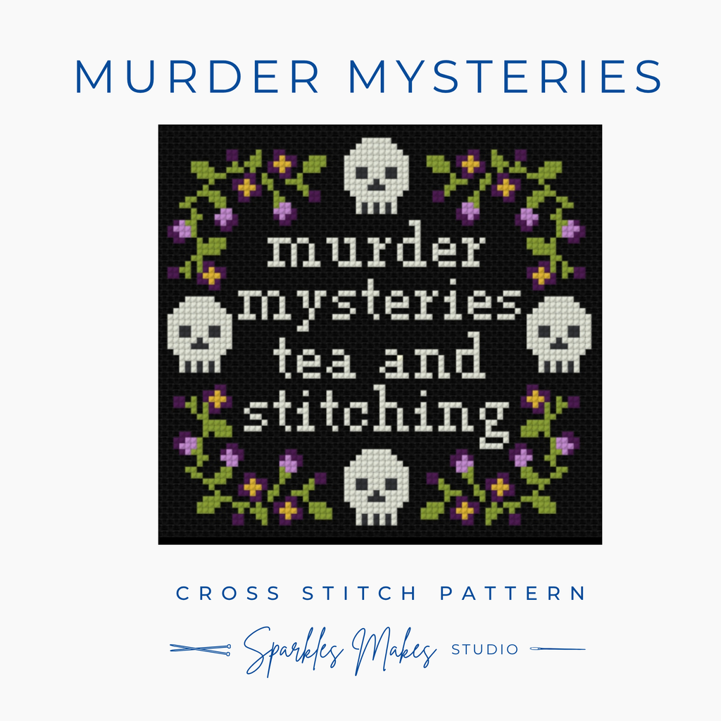 Murder Mysteries, Tea & Stitching Cross Stitch Pattern PDF Download