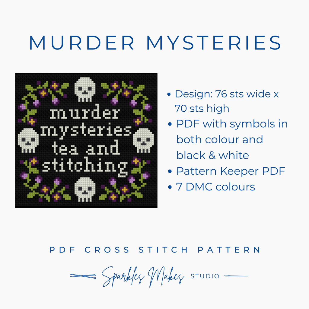 Murder Mysteries, Tea & Stitching Cross Stitch Pattern PDF Download