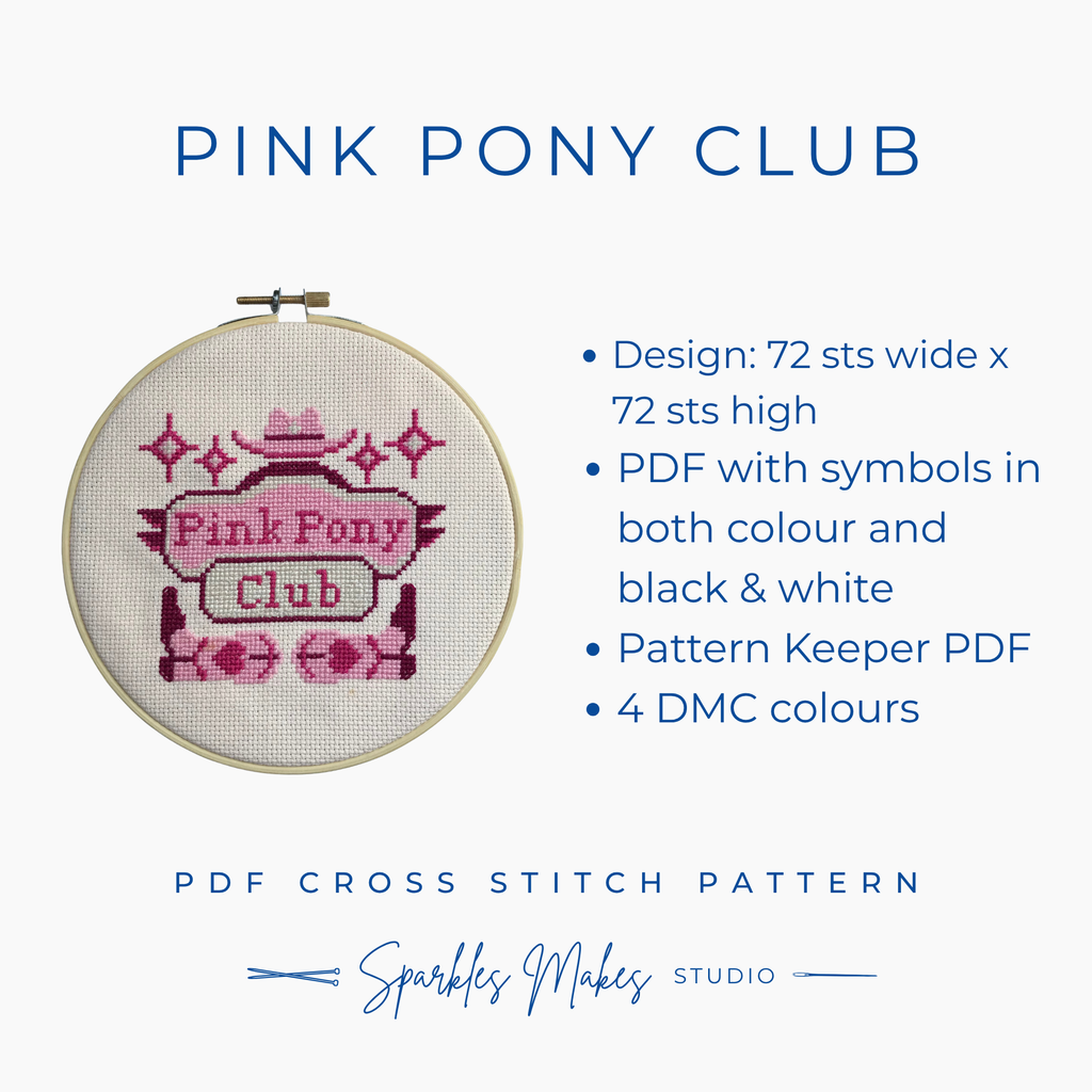 Pink Pony Club Chappell Roan Inspired Cross Stitch Pattern PDF