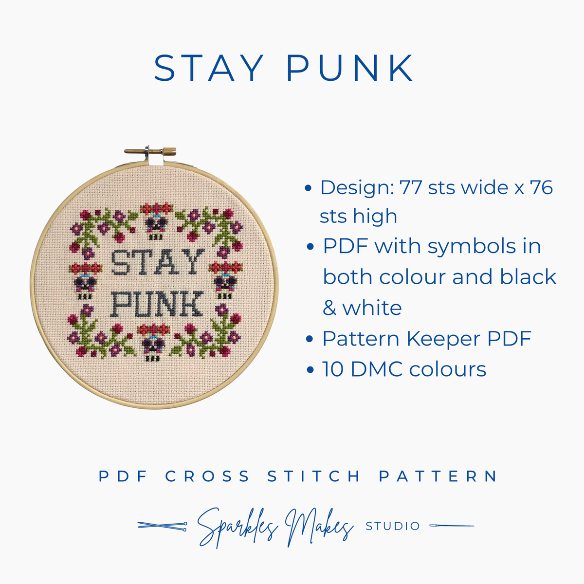 Stay Punk Cross Stitch Pattern PDF Download