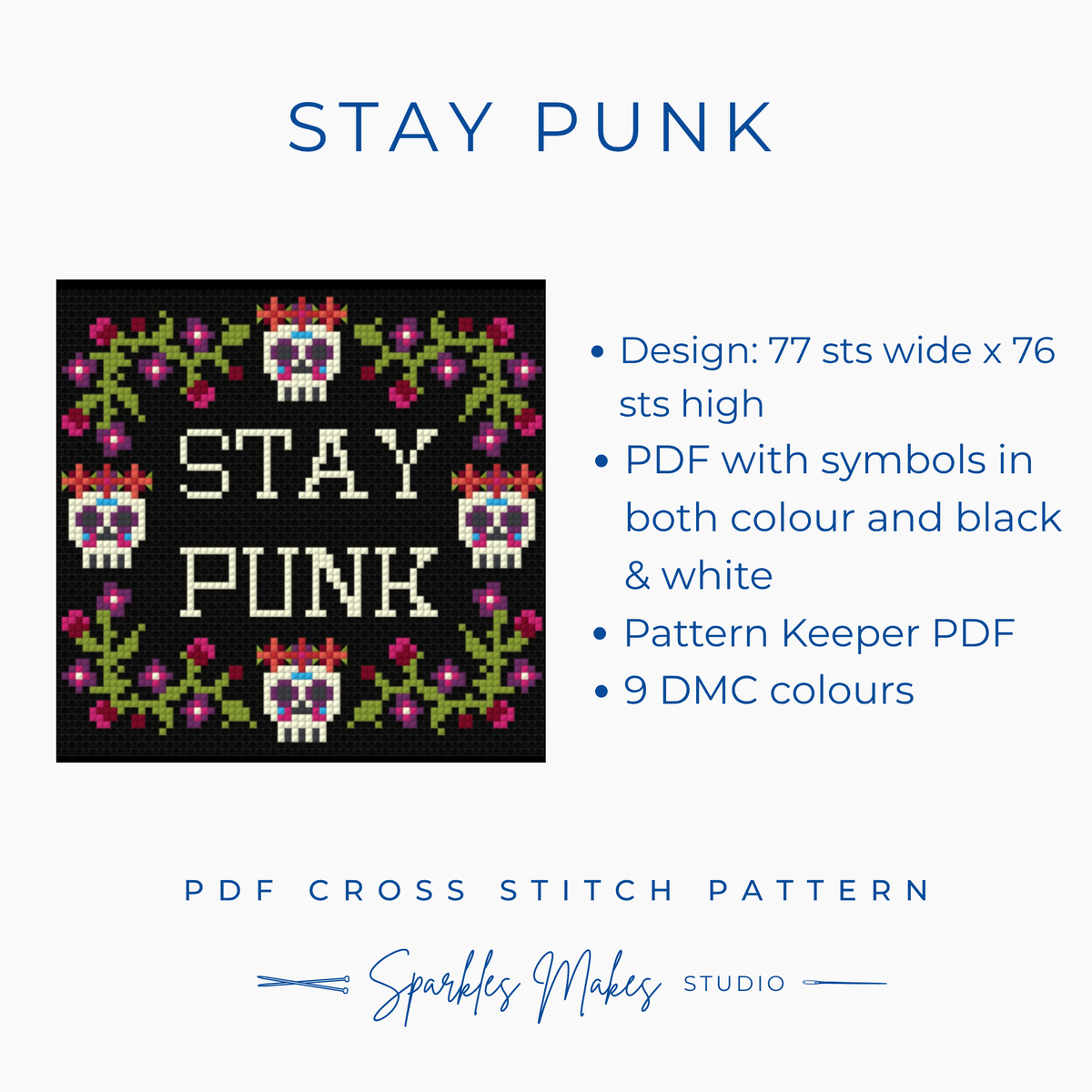 Stay Punk Cross Stitch Pattern PDF Download