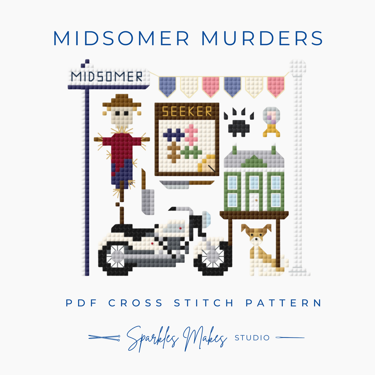 Whodunnit Murder Mystery Inspired Sampler Cross Stitch Pattern PDF Download