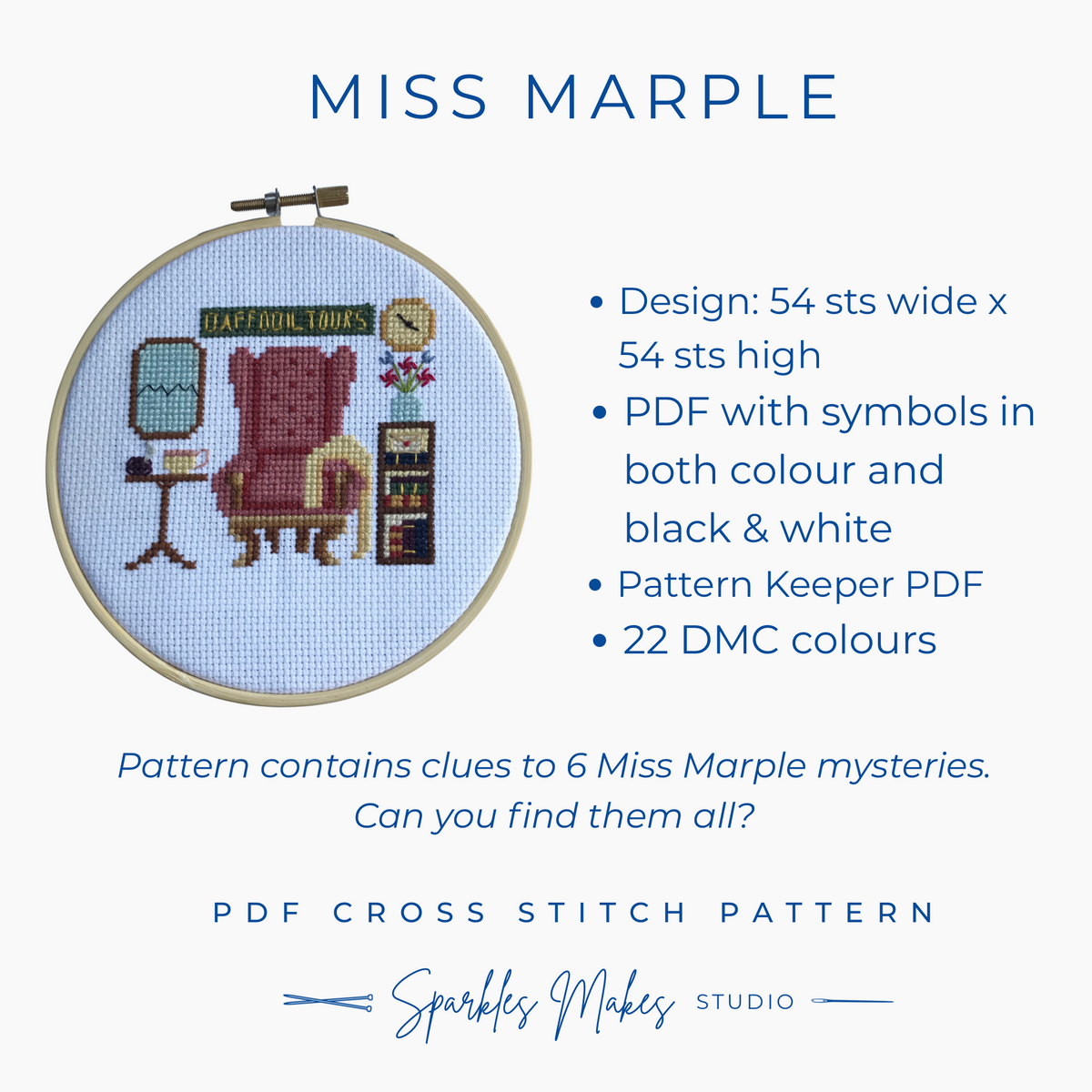 Whodunnit Murder Mystery Inspired Sampler Cross Stitch Pattern PDF Download