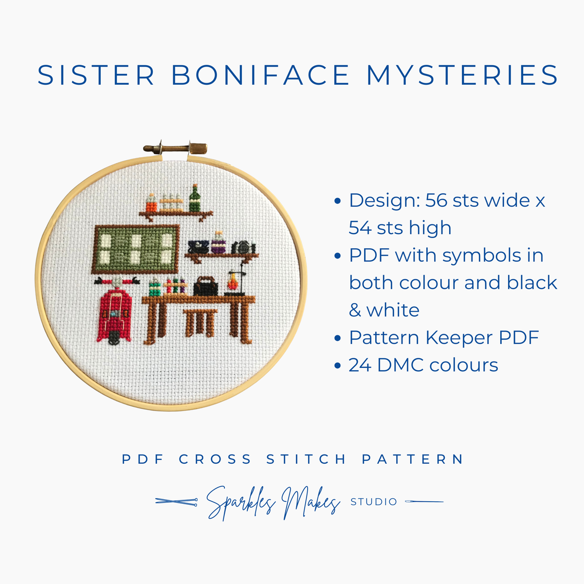 Whodunnit Murder Mystery Inspired Sampler Cross Stitch Pattern PDF Download