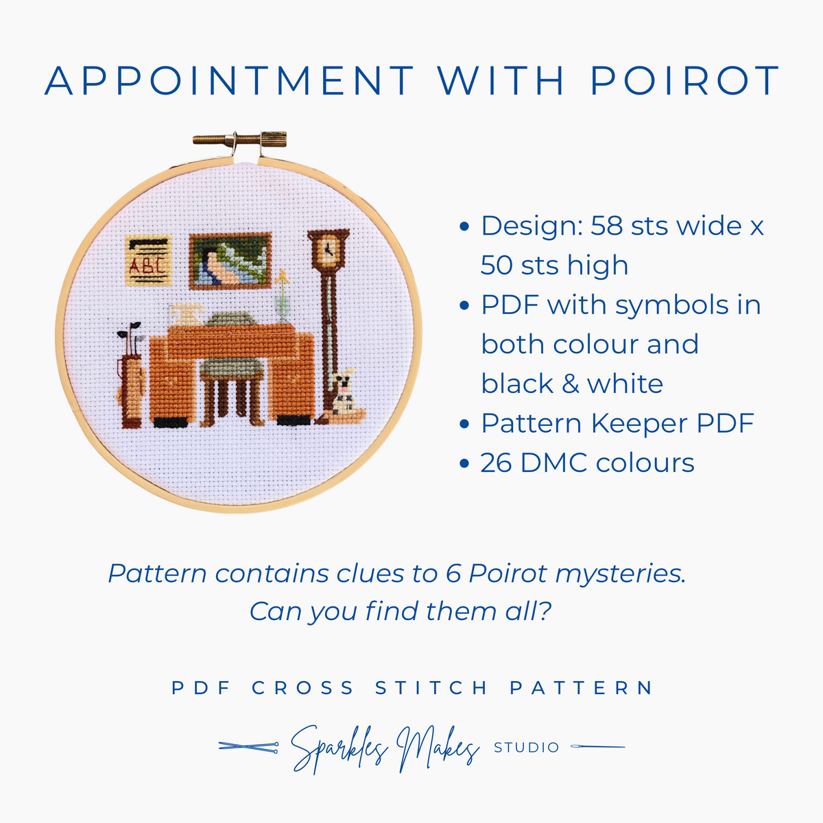 Whodunnit Murder Mystery Inspired Sampler Cross Stitch Pattern PDF Download
