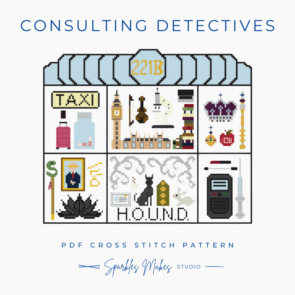 Holmes & Watson Inspired Cross Stitch Pattern Bundle PDF Download