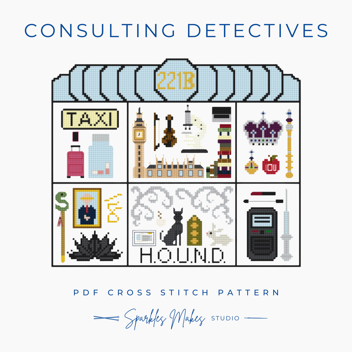 Holmes & Watson Inspired Cross Stitch Pattern Bundle PDF Download