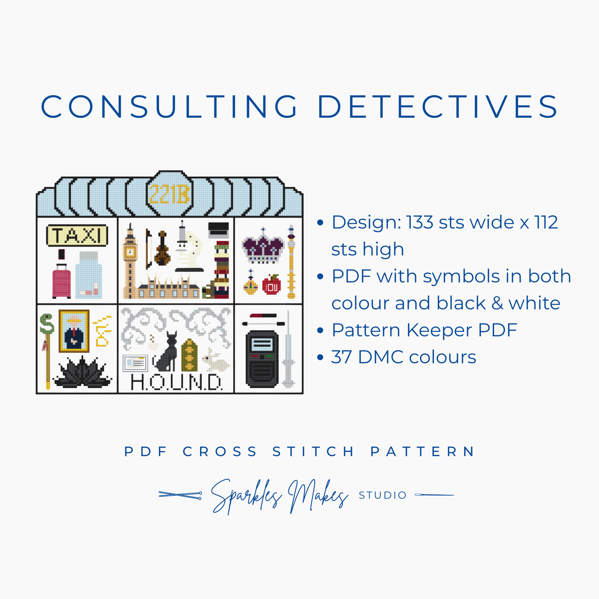 Holmes & Watson Inspired Cross Stitch Pattern Bundle PDF Download