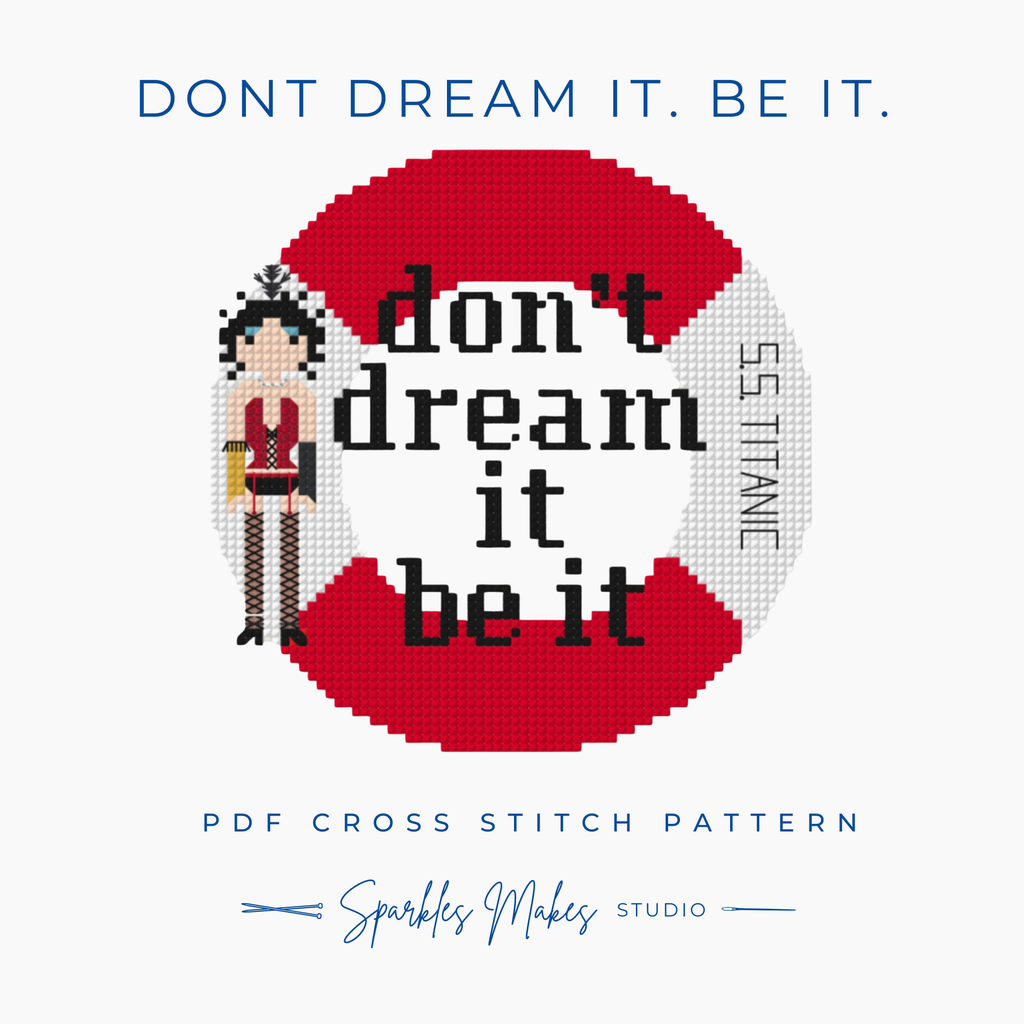 Don’t Dream It Be It Rocky Horror Picture Show Inspired Cross Stitch Pattern PDF Download
