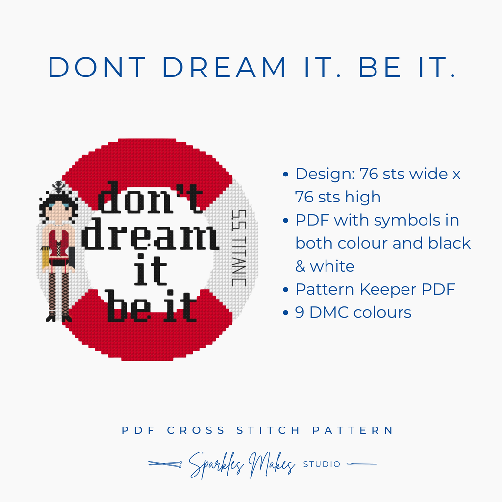 Don’t Dream It Be It Rocky Horror Picture Show Inspired Cross Stitch Pattern PDF Download