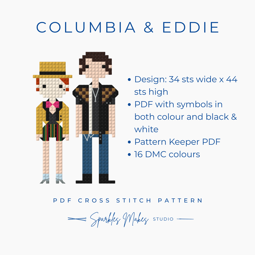 Columbia & Eddie Rocky Horror Picture Show Inspired Cross Stitch Pattern PDF Download