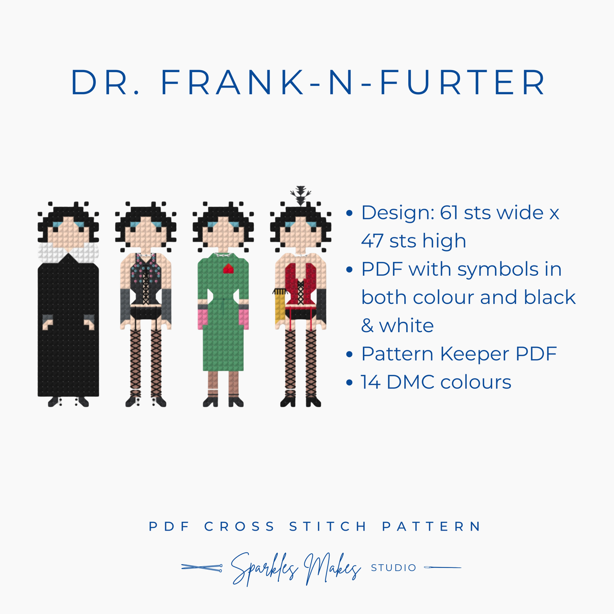 Dr. Frank-N-Furter Rocky Horror Picture Show Inspired Cross Stitch Pattern PDF Download