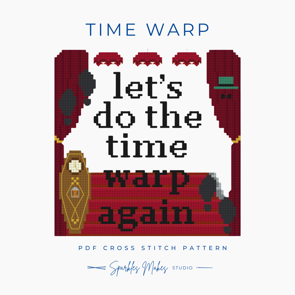 Let’s Do the Time Warp! Rocky Horror Picture Show Inspired Cross Stitch Pattern PDF Download