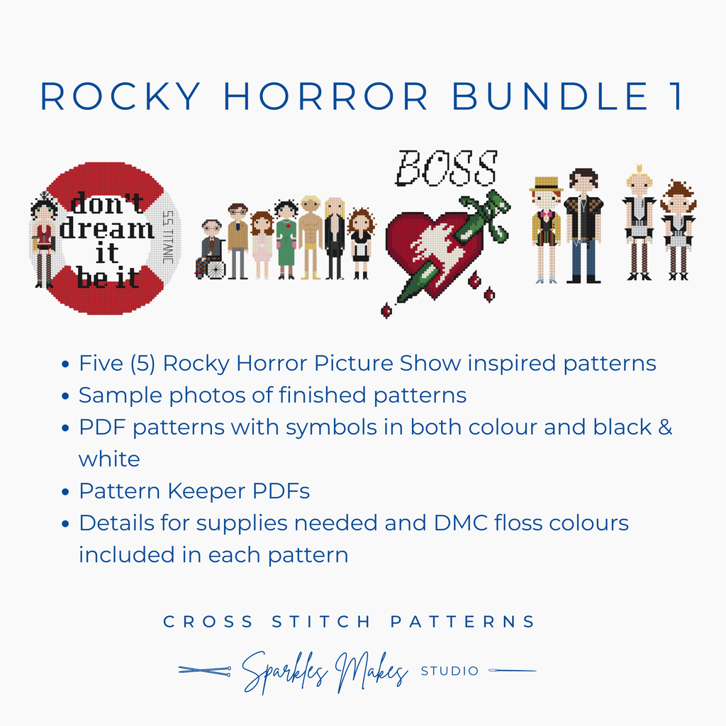 Rocky Horror Picture Show Inspired Cross Stitch Pattern Bundle No. 1 PDF Download