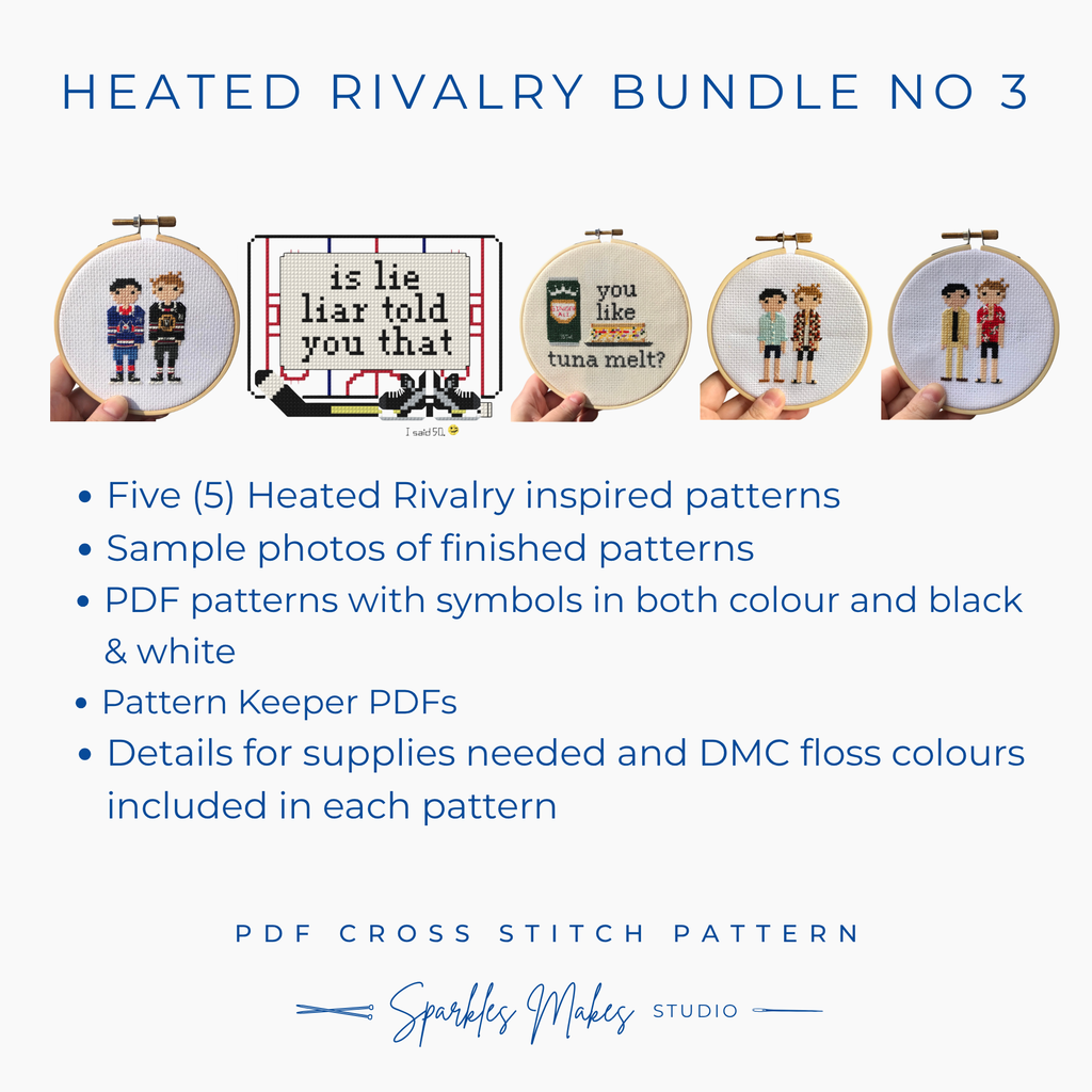 Heated Rivalry Inspired Cross Stitch Pattern Bundle No. 3 PDF Download