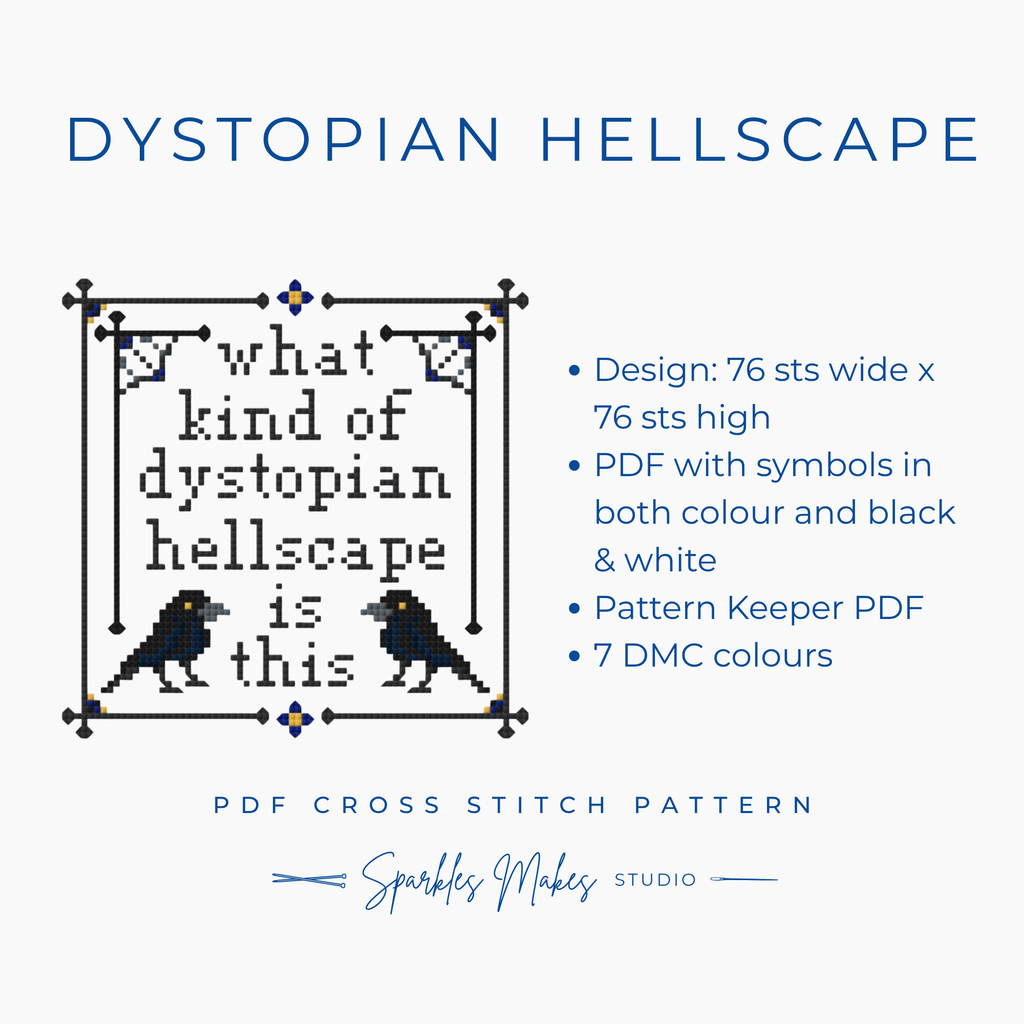 Dystopian Hellscape Wednesday Inspired Cross Stitch Pattern PDF Download