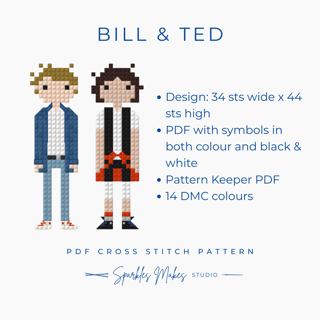 Bill & Ted’s Excellent Adventure Inspired Cross Stitch Pattern PDF Download