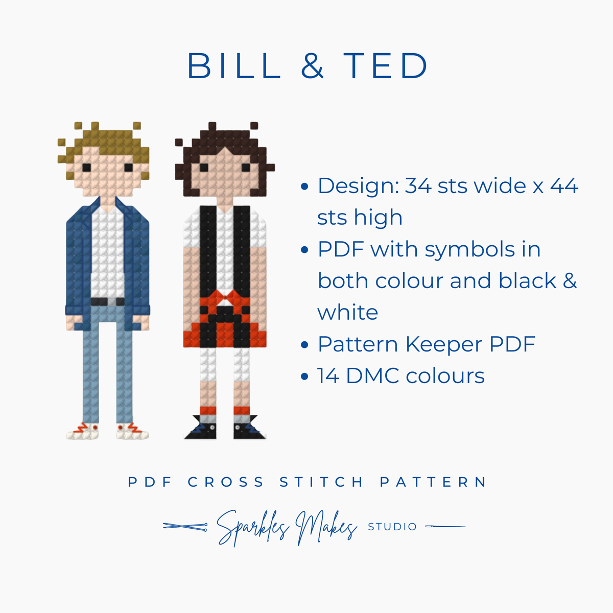 Bill & Ted’s Excellent Adventure Inspired Cross Stitch Pattern PDF Download