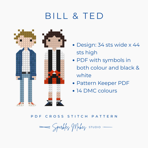 Bill & Ted’s Excellent Adventure Inspired Cross Stitch Pattern PDF Download