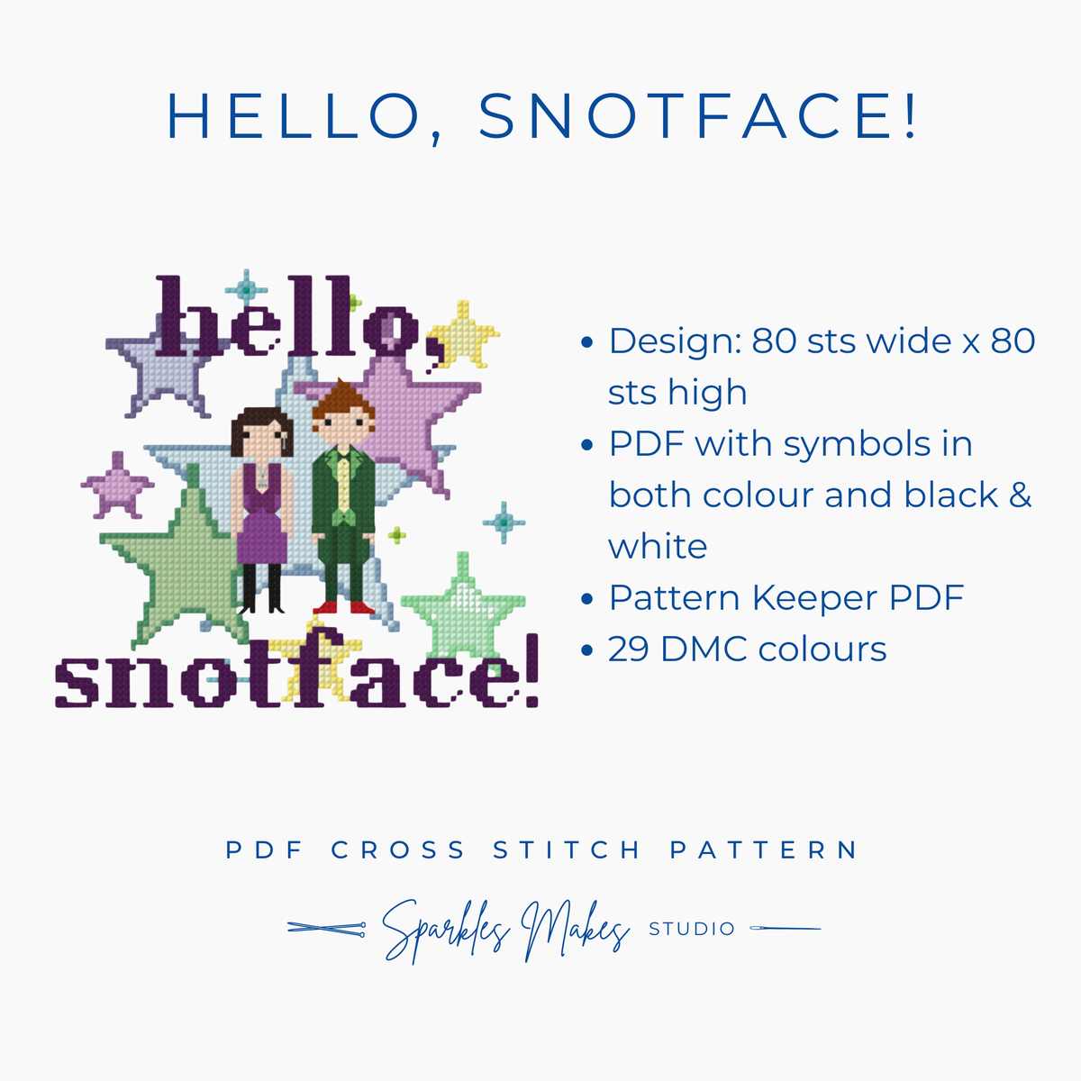 Hello Snotface! Drop Dead Fred Inspired Cross Stitch Pattern PDF Download