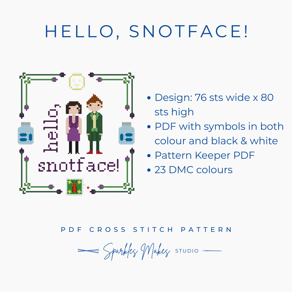 Hello Snotface! Drop Dead Fred Inspired Cross Stitch Pattern PDF Download