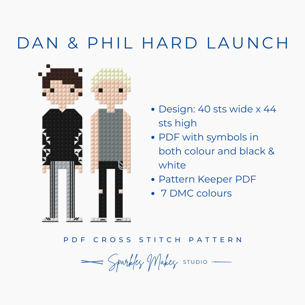 Dan and Phil Hard Launch Phan Inspired Cross Stitch Pattern PDF Download