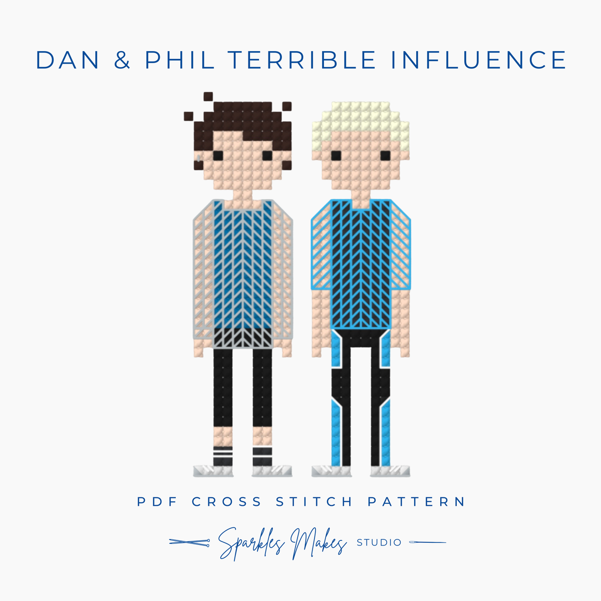 Dan and Phil Terrible Influence Phan Inspired Cross Stitch Pattern PDF Download