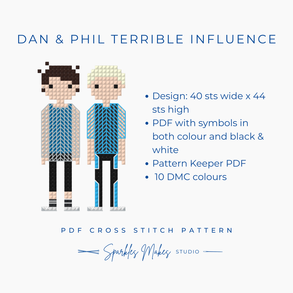Dan and Phil Terrible Influence Phan Inspired Cross Stitch Pattern PDF Download