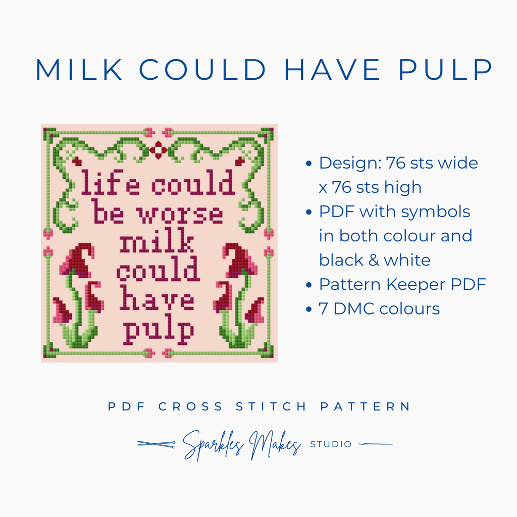 Life Could Be Worse Milk Cold Have Pulp Cross Stitch Pattern PDF Funny