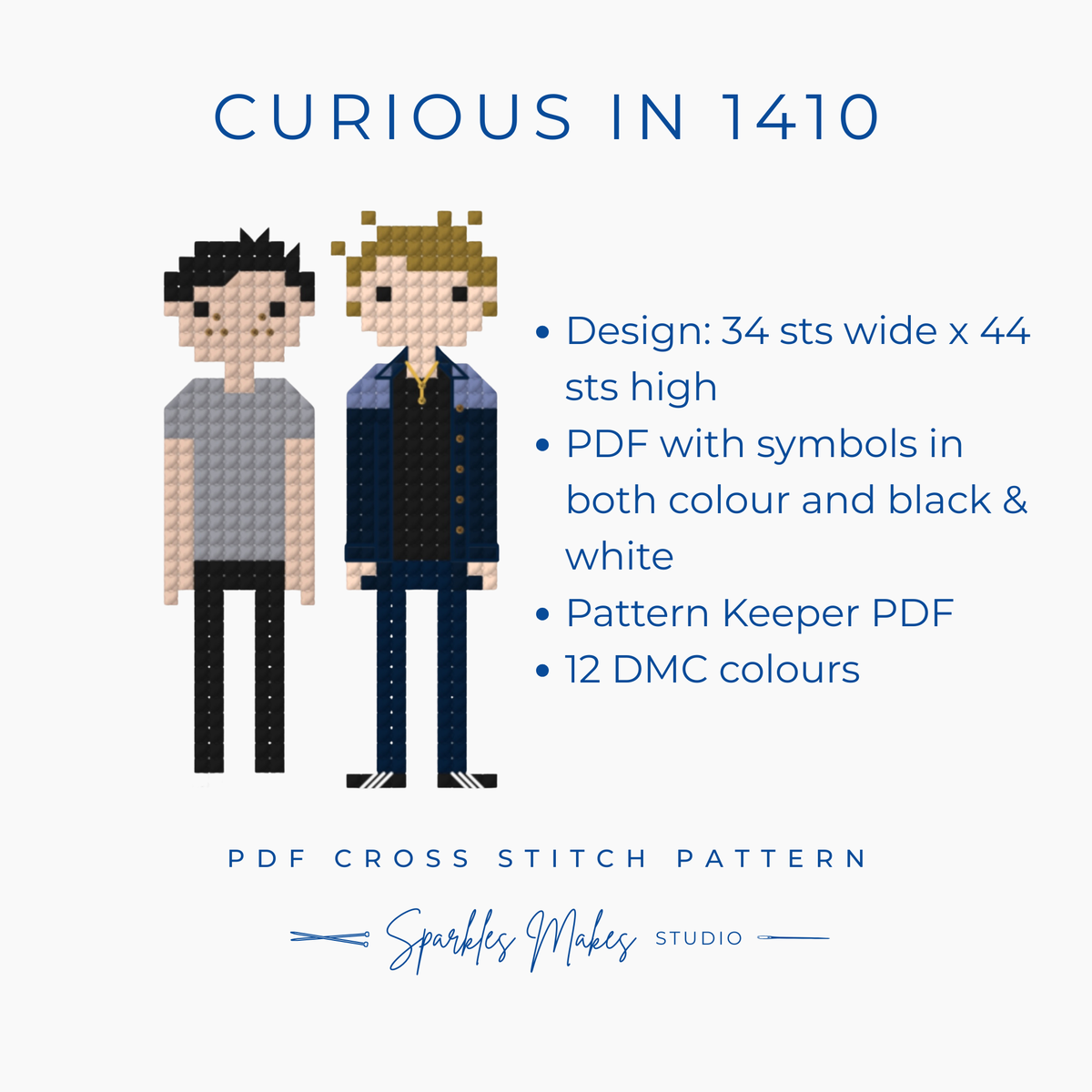 Curious in 1410 Shane Hollander & Ilya Rosanov Heated Rivalry Inspired Cross Stitch Pattern PDF Download