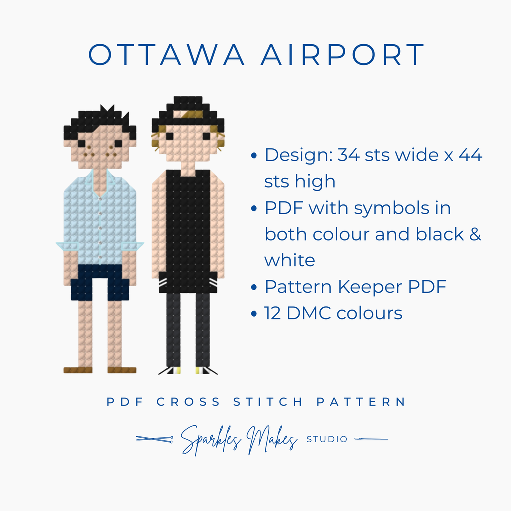 Ottawa Airport Shane Hollander & Ilya Rozanov Heated Rivalry Inspired Cross Stitch Pattern PDF Download