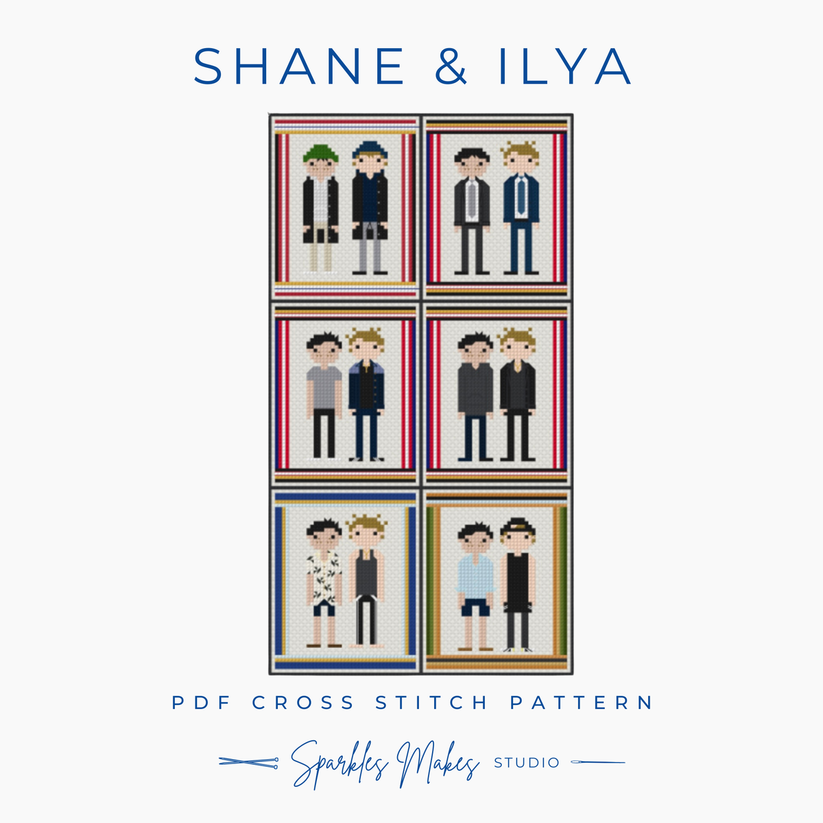 Through the Years Shane Hollander & Ilya Rozanov Heated Rivalry Inspired Sampler Cross Stitch Pattern PDF Download