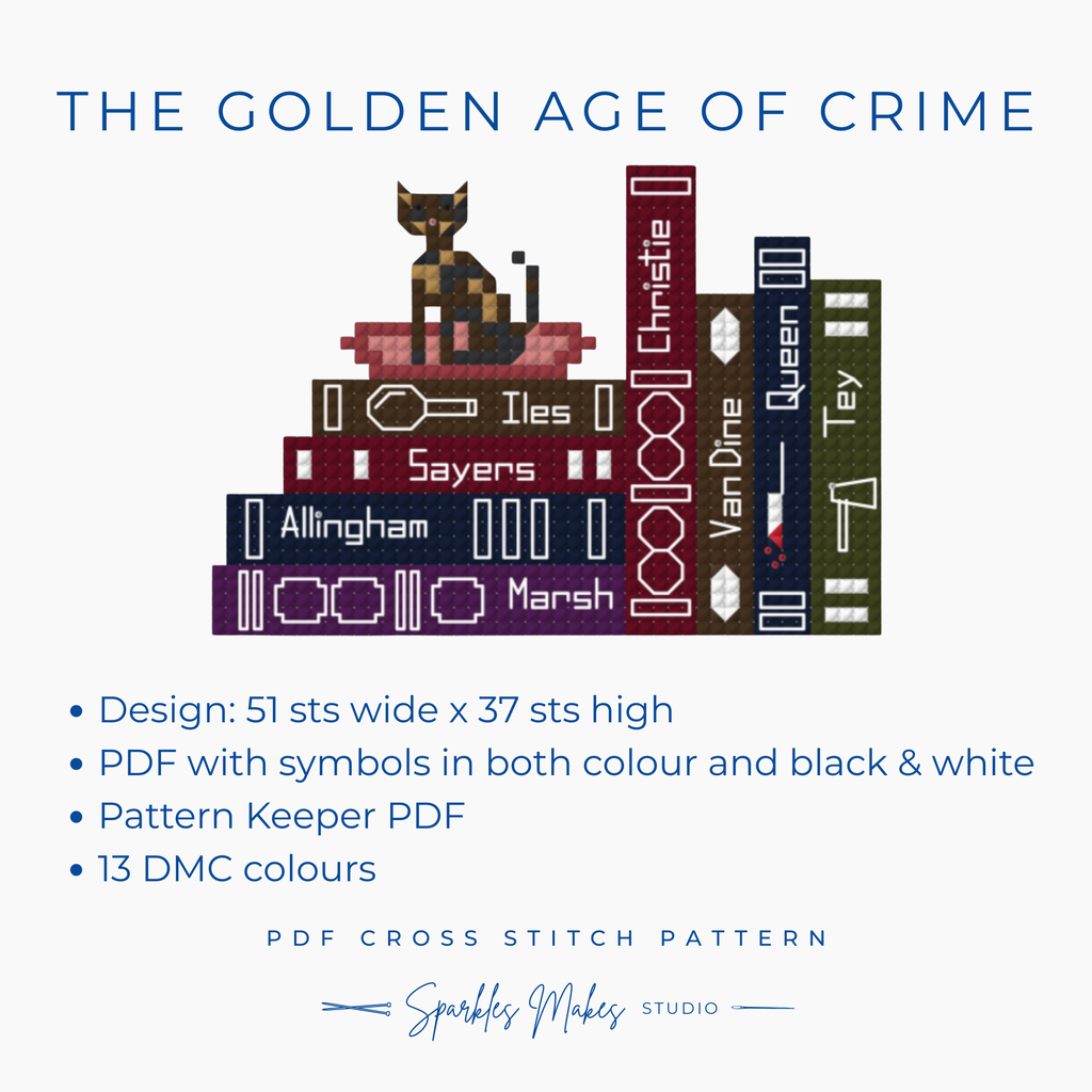 The Golden Age of Crime Classic Murder Mystery Inspired Cross Stitch Pattern PDF Download