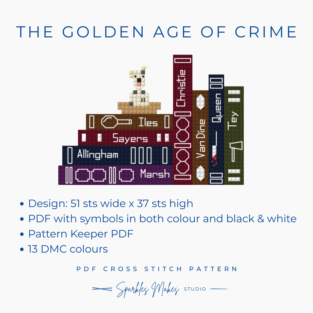 The Golden Age of Crime Classic Murder Mystery Inspired Cross Stitch Pattern PDF Download