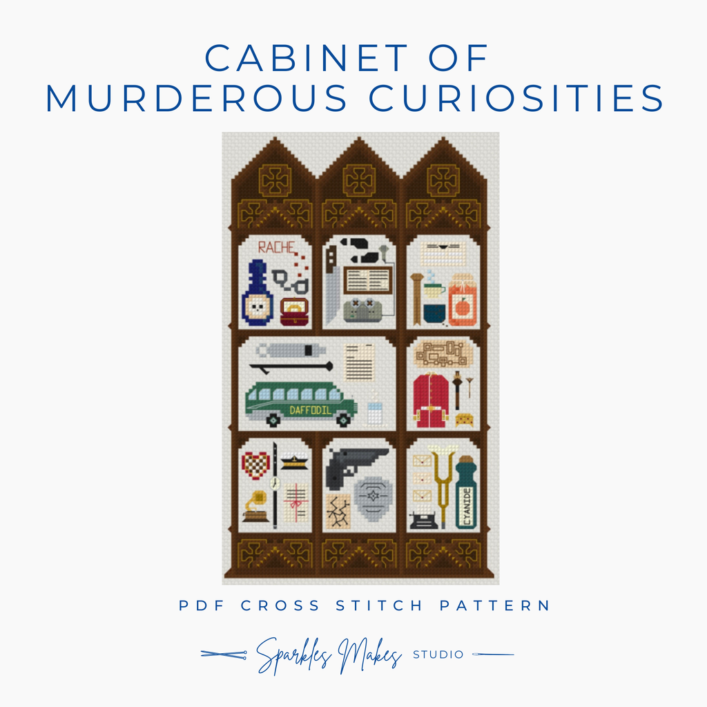 A Cabinet of Murderous Curiosities Classic Murder Mystery Inspired Cross Stitch Pattern PDF