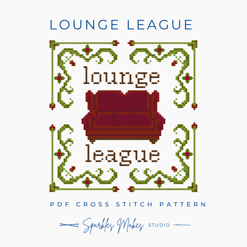Lounge League Couch Potato Quote Cross Stitch Pattern PDF Download