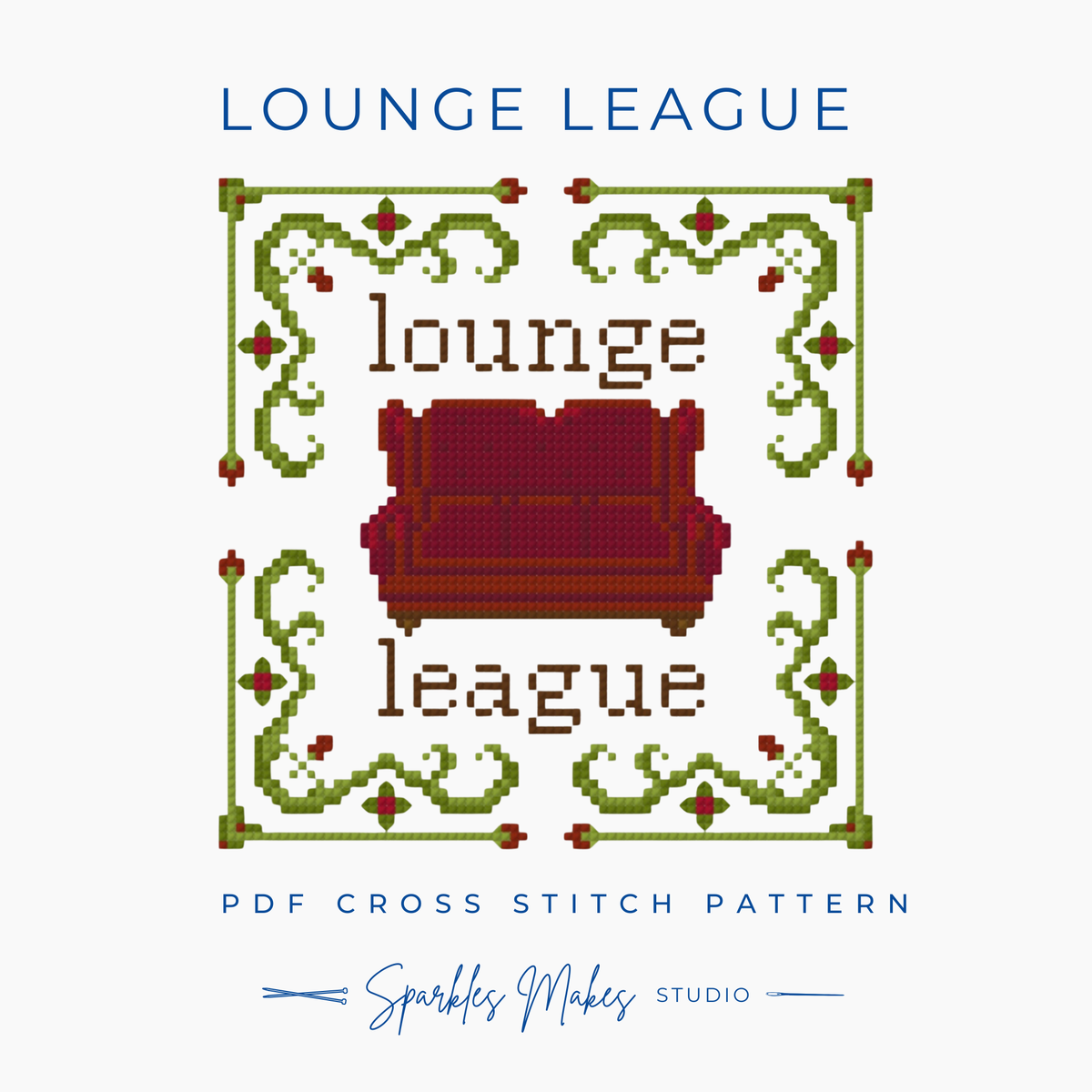Lounge League Couch Potato Quote Cross Stitch Pattern PDF Download