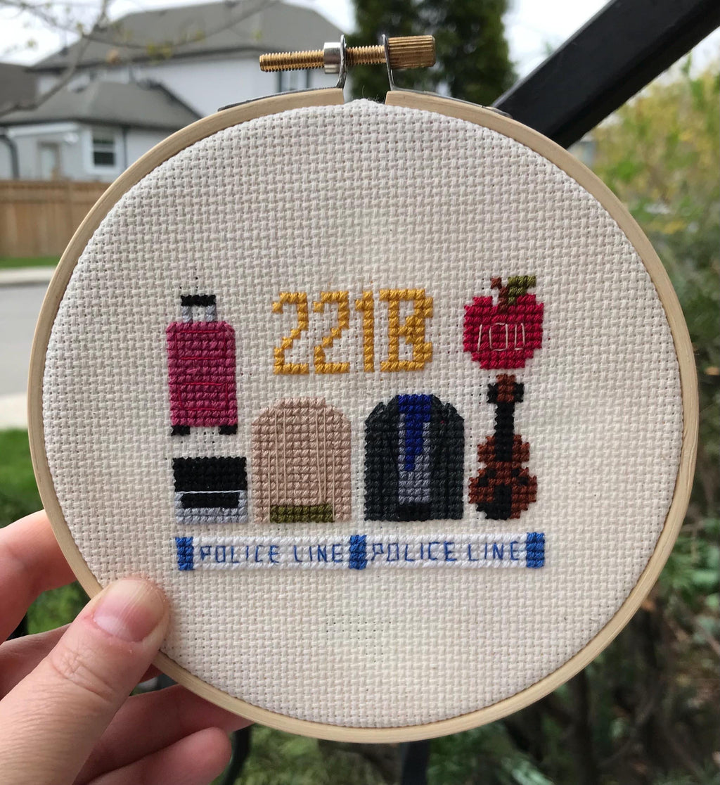 221B Baker Street Sherlock Holmes John Watson Inspired Cross Stitch Pattern PDF