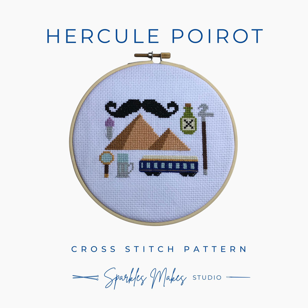 Hercule Poirot Agatha Christie Inspired Cross Stitch Pattern PDF Download