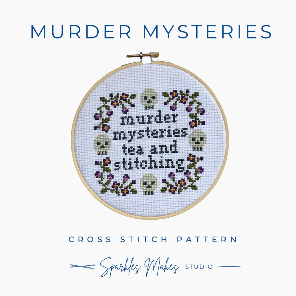 Murder Mysteries, Tea & Stitching Cross Stitch Pattern PDF Download